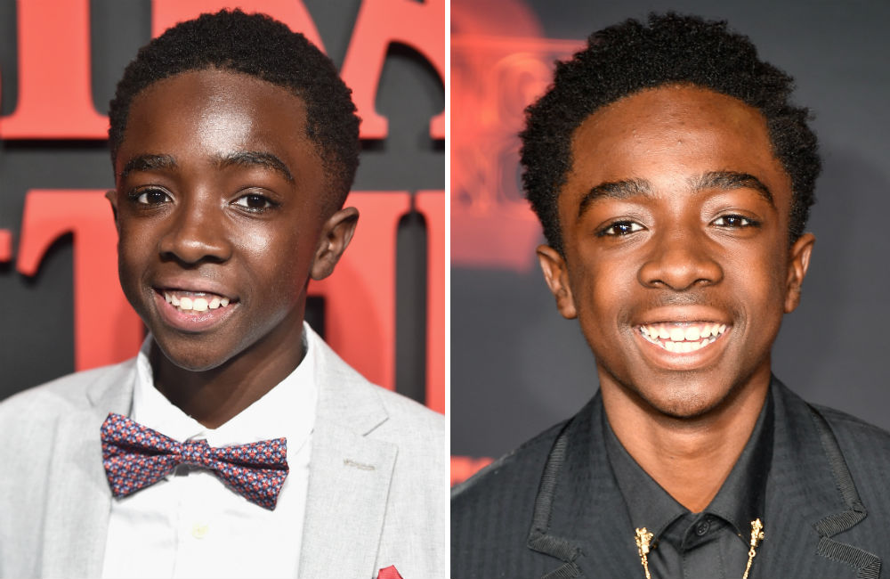 Caleb McLaughlin na premiere da 1a e 2a temporada de Stranger Things