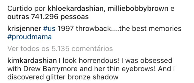 kim kardashian comentário sobrancelhas