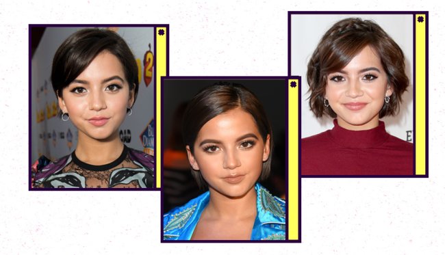 Maquiagens do signo de Câncer: Isabela Moner de cílios volumosos e iluminador no "V" dos lábios