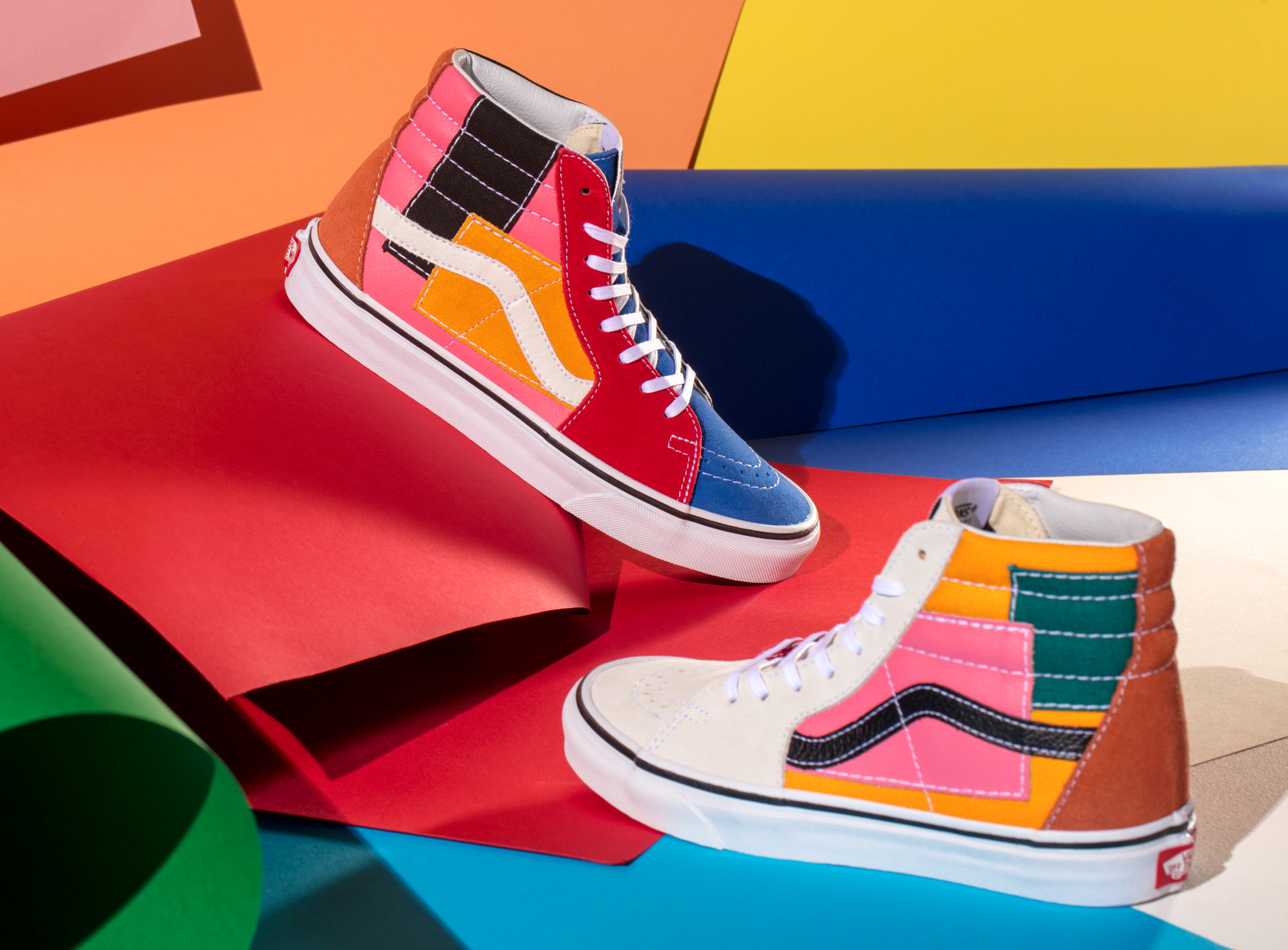 Tênis Vans retrô feito com patchwork