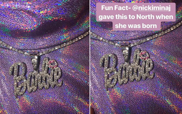 Kim Kardashian publica colar que Nicki Minaj deu para North West após seu nascimento