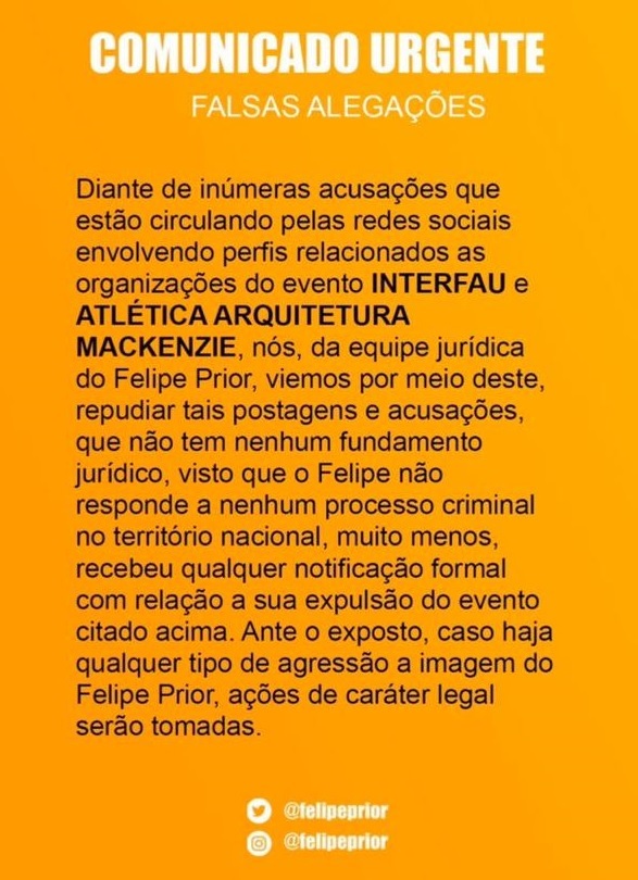 BBB20: Felipe Prior tem duas acusações de estupro contra ele, diz revista