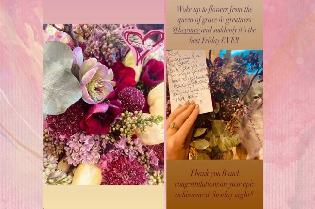 Stories de Taylor Swift mostrando as flores que recebeu de Beyoncé