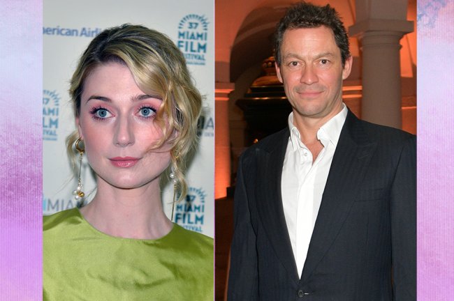 montagem com uma foto de Elizabeth Debicki e outra de Dominic West