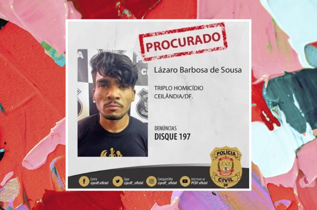 Imagem do serial killer de Brasília com o escrito de procurado. Ele é negro e tem o cabelo liso e bigode