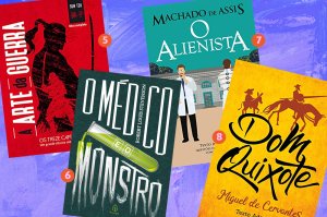 Montagem com livros clássicos que estão em promoção na Amazon