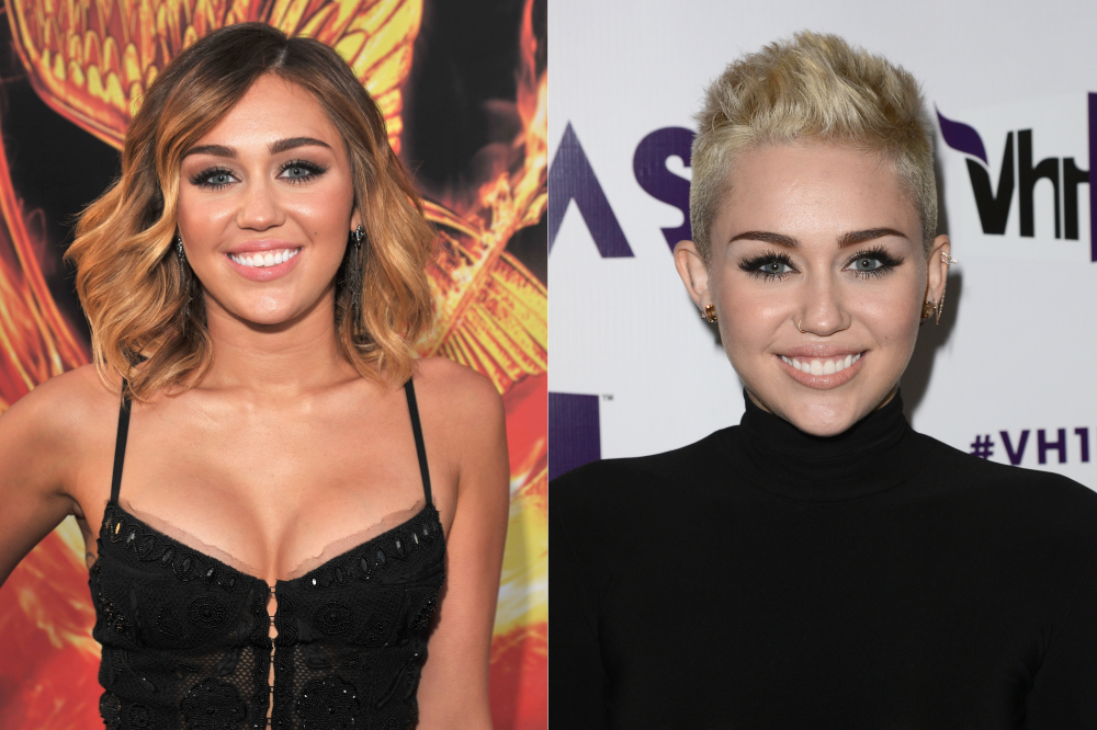 Os cabelos de Miley Cyrus em 2012: longo bob loiro e pixie platinado