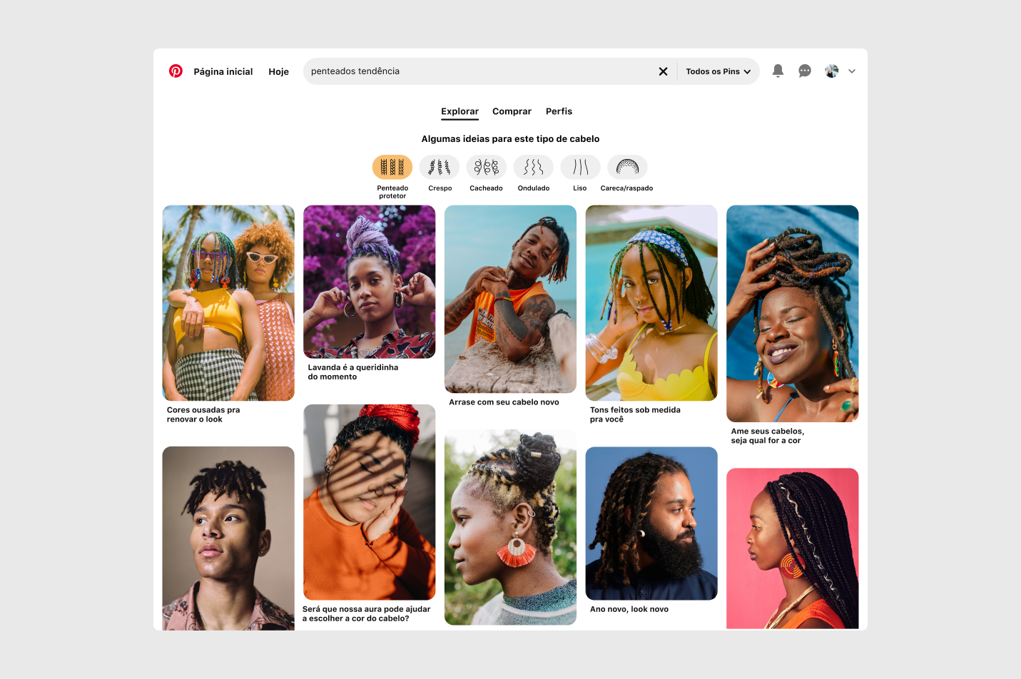 Ferramenta de pesquisa por tipo de cabelo do Pinterest chega ao Brasil