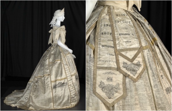The-Press-Dress Montagem com duas imagens do vestido feito com jornal batizado de