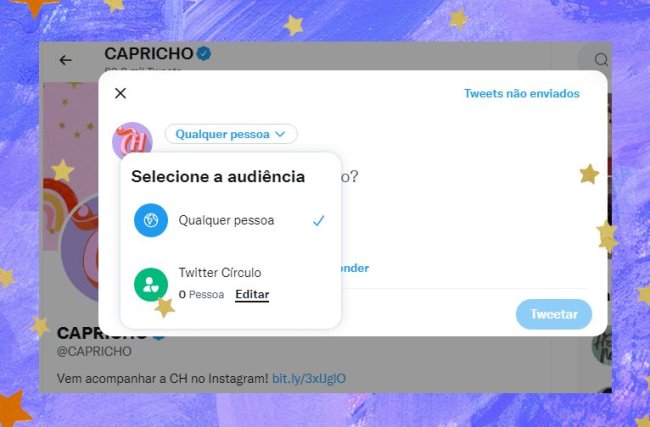 close-friends-roda-do-twitter print da página inicial do twitter, na parte de postagem, onde mostra a atualização