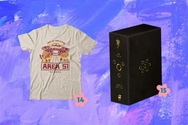 Blusa e Box de livros