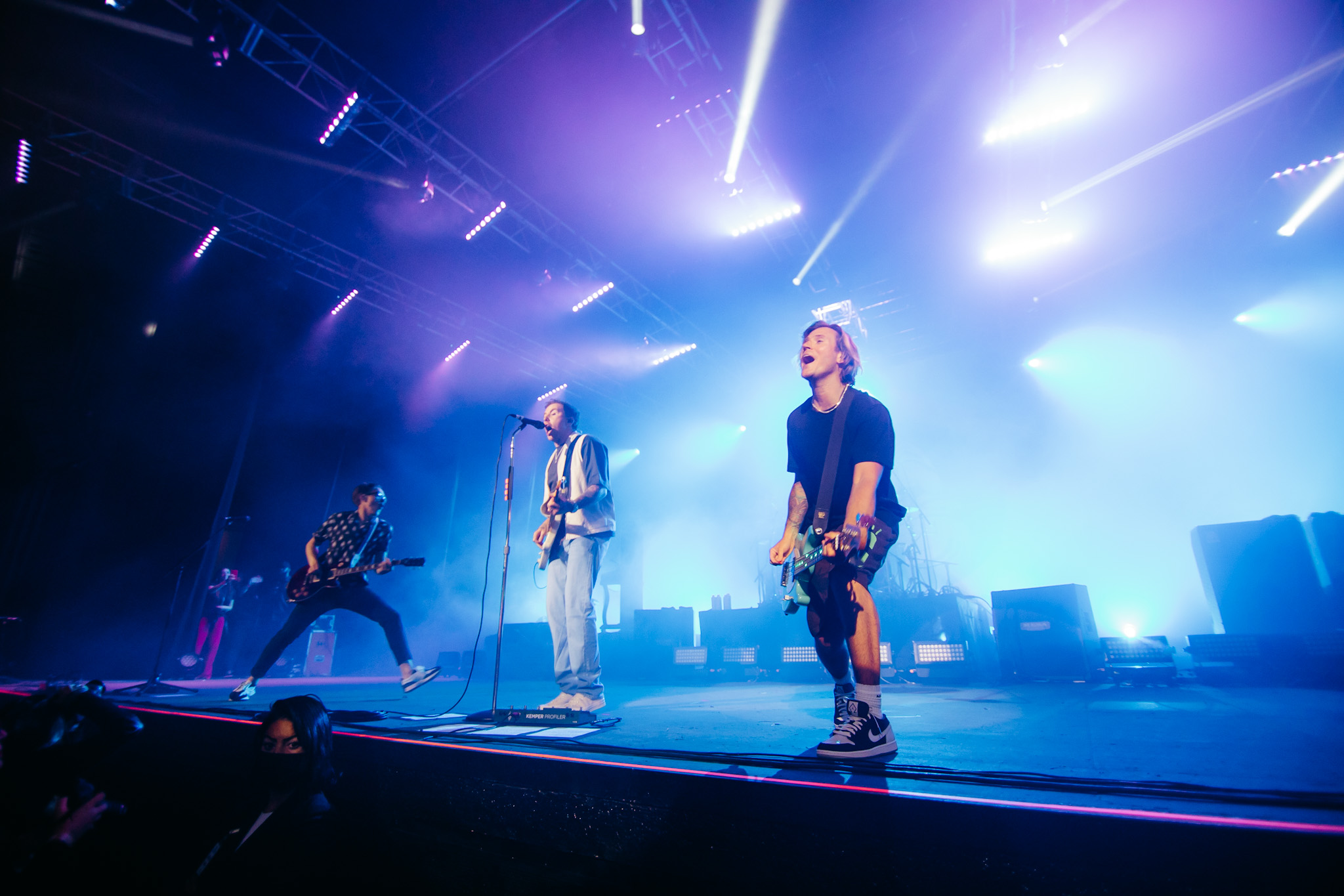 Tom Fletcher, Danny Jones e Dougie Poynter, do McFly, em show em São Paulo