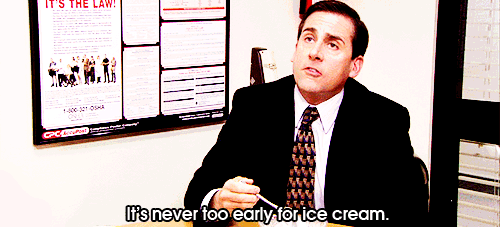 gif do michael scott dizendo que nunca é muito cedo para tomar sorvete gif do michael scott dizendo que nunca é muito cedo para tomar sorvete