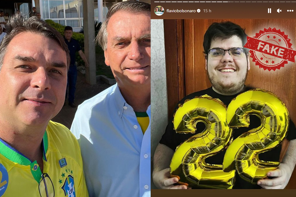 Montagem de Flavio e Jair Bolsonaro, e de Casimiro