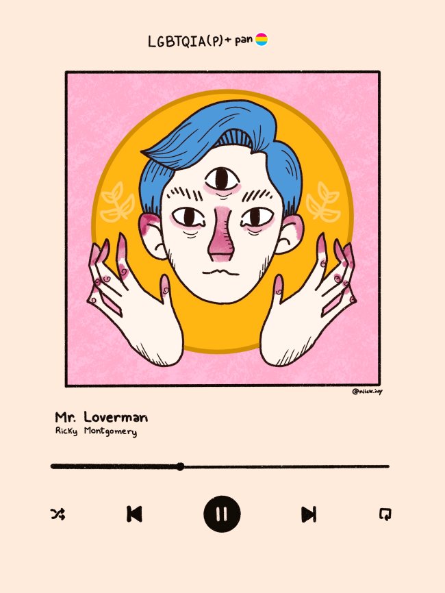 Ricky-Montgomery Ilustra de um rosto com três olhos e duas mãos