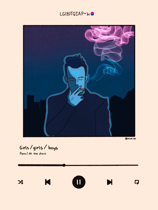 girls-girls-boys Ilustra azul de um homem fumando e tem uma fumaça rosa