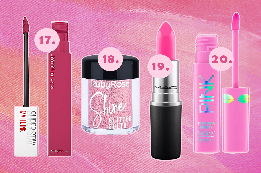 cor-de-rosa-barbie-05 Produtos de beleza cor-de-rosa para criar visual Barbie. Montagem em fundo rosa