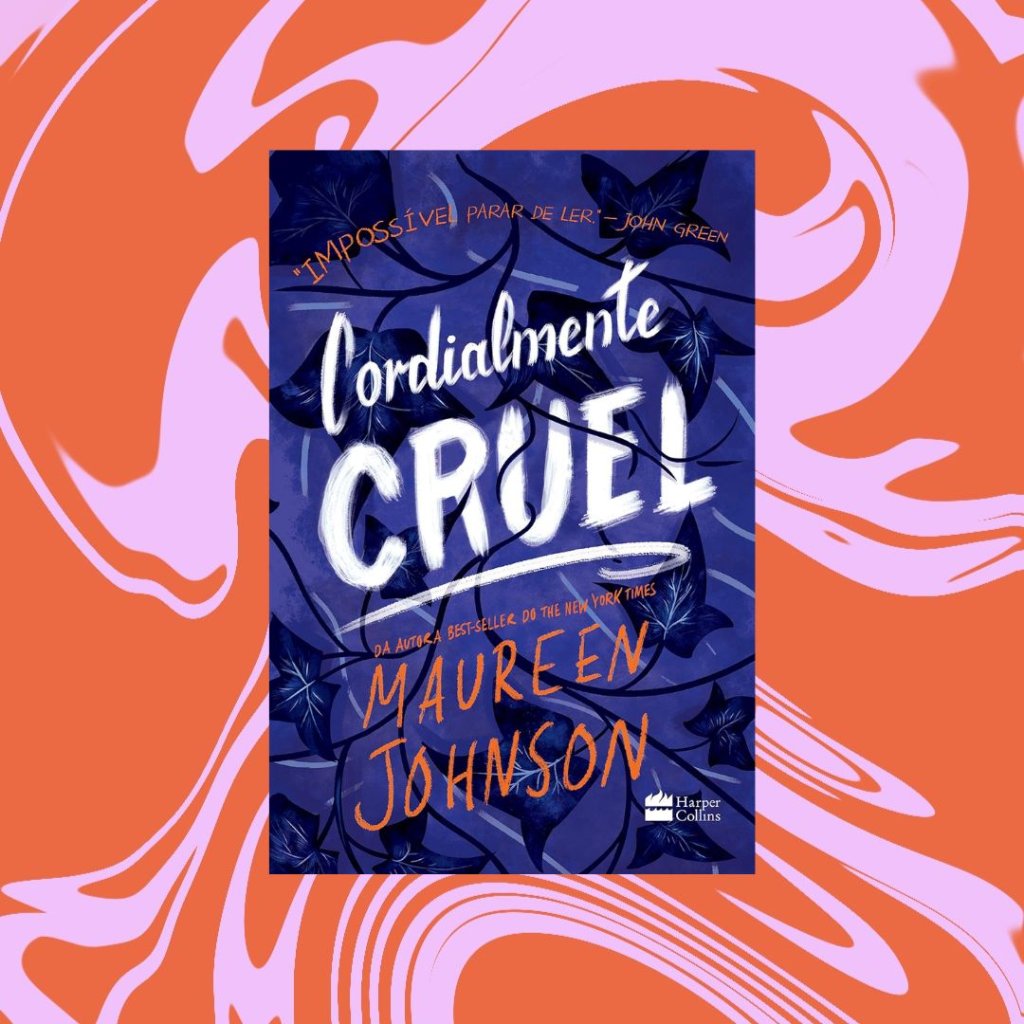 Cordialmente Cruel Capa do livro Cordialmente Cruel. Fundo rosa e vermelho.