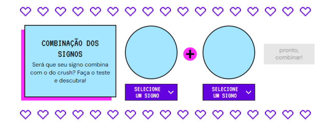 combinação-dos-signos print da ferramenta de combinação dos signos no site da CAPRICHO