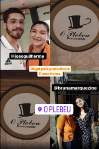 Stories de funcionária do bar “O Plebeu” com João Guilherme e Bruna Marquezine Stories de funcionária do bar "O Plebeu" com João Guilherme e Bruna Marquezine