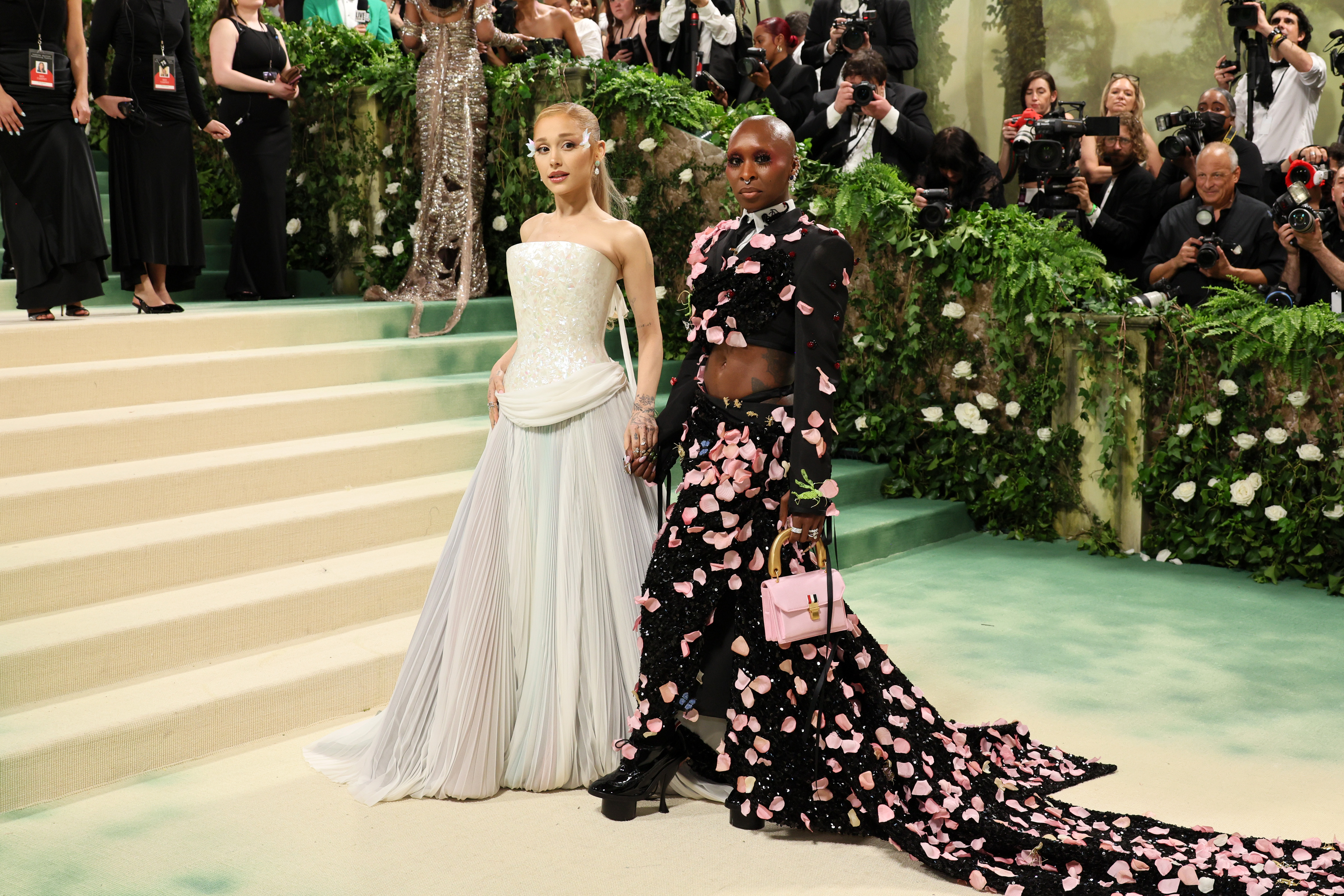 NEW YORK, NEW YORK - MAY 06: (L-R) Ariana Grande and Cynthia Erivo attend The 2024 Met Gala Celebrating "Sleeping Beauties: Reawakening Fashion" at The Metropolitan Museum of Art on May 06, 2024 in New York City. (Photo by Dia Dipasupil/Getty Images)