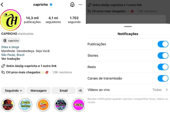 Instagram da CAPRICHO Página do Instagram da CAPRICHO