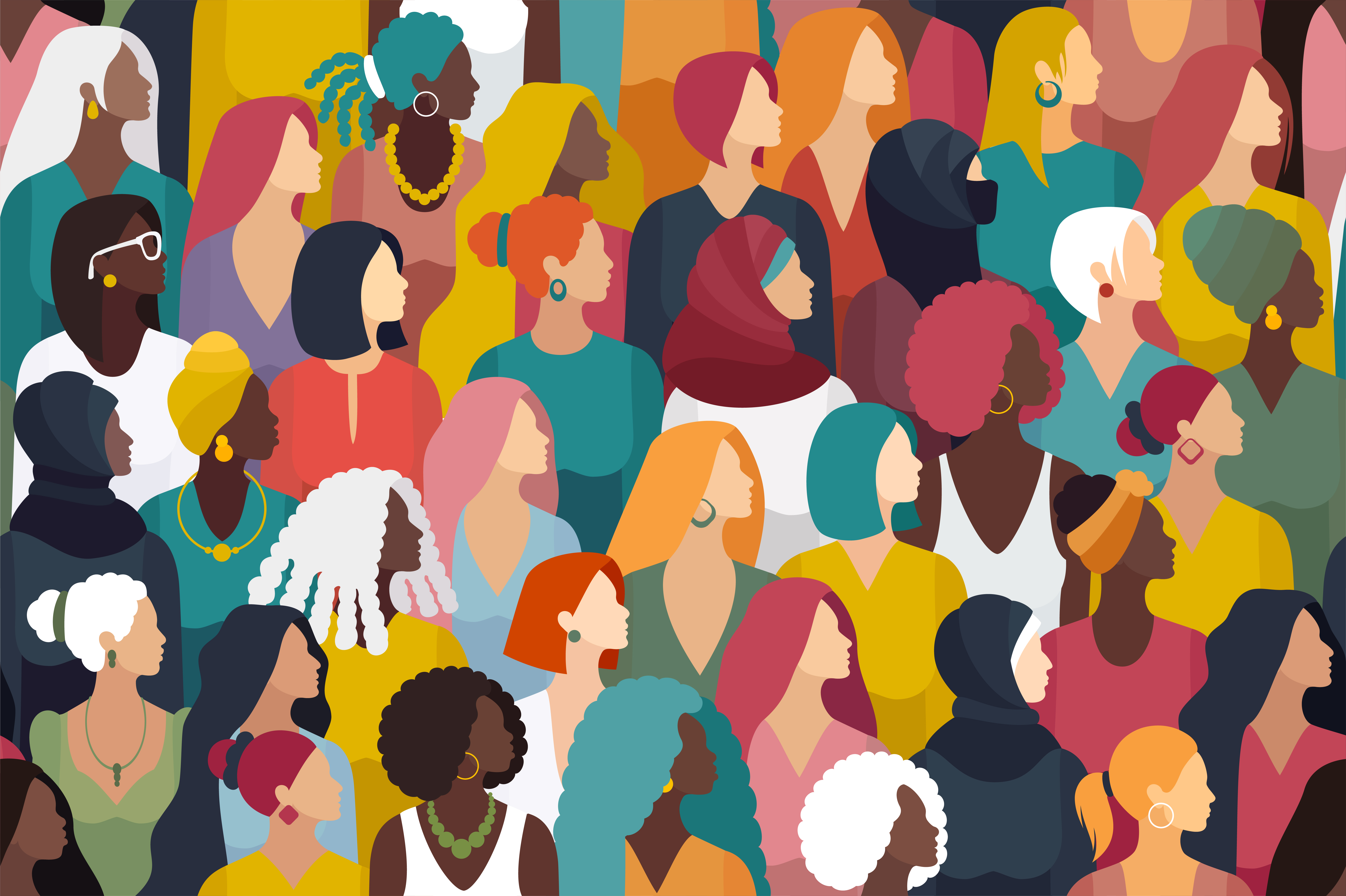 Multi-ethnic Group of People. Seamless Pattern.