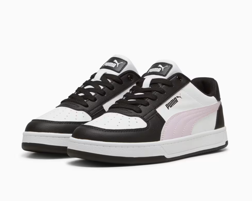 Tênis Puma Caven 2.0 em preto, branco e rosa claro